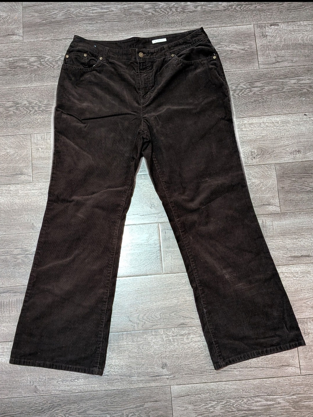 Women's Sport Corduroy Pants 16W Brown Straight Leg Stretch